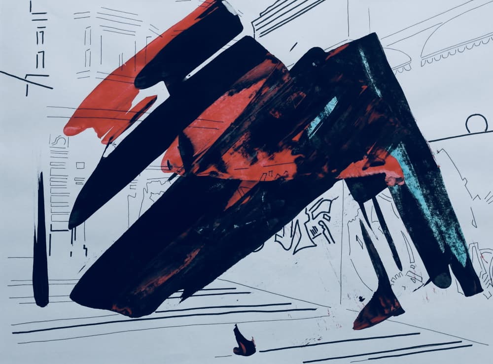 Abstract City Strokes by kellymariesmith — canvas wall art