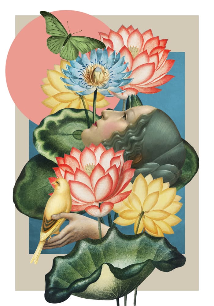 Dreaming Lotus Woman by Marja van den Hurk — canvas wall art
