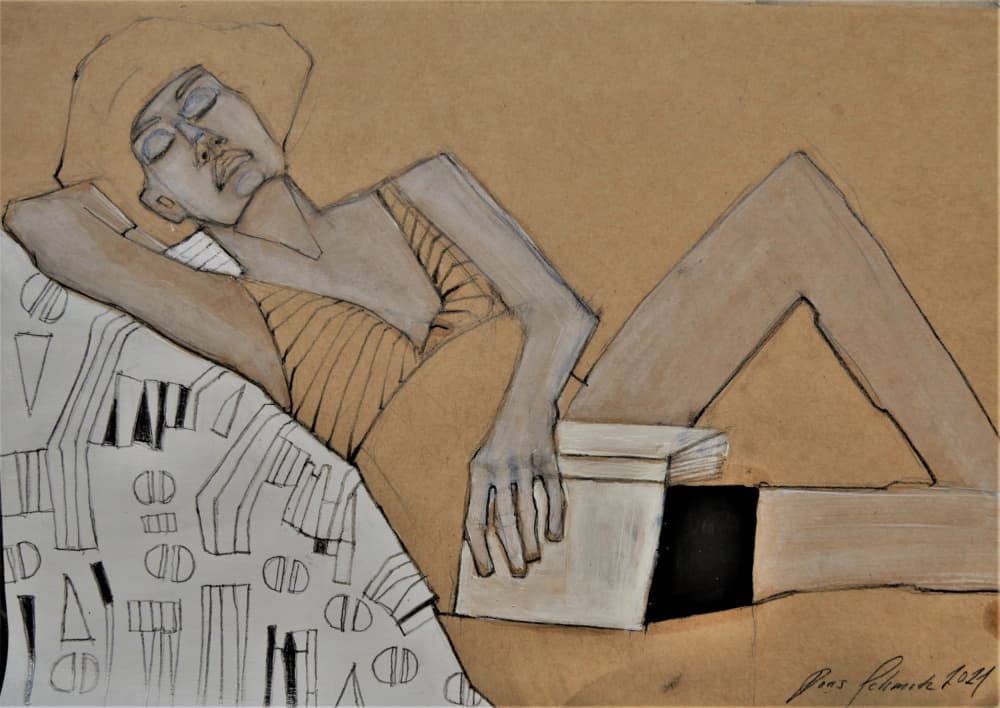 Relaxed Woman Reading by Doris Schmitz — canvas wall art