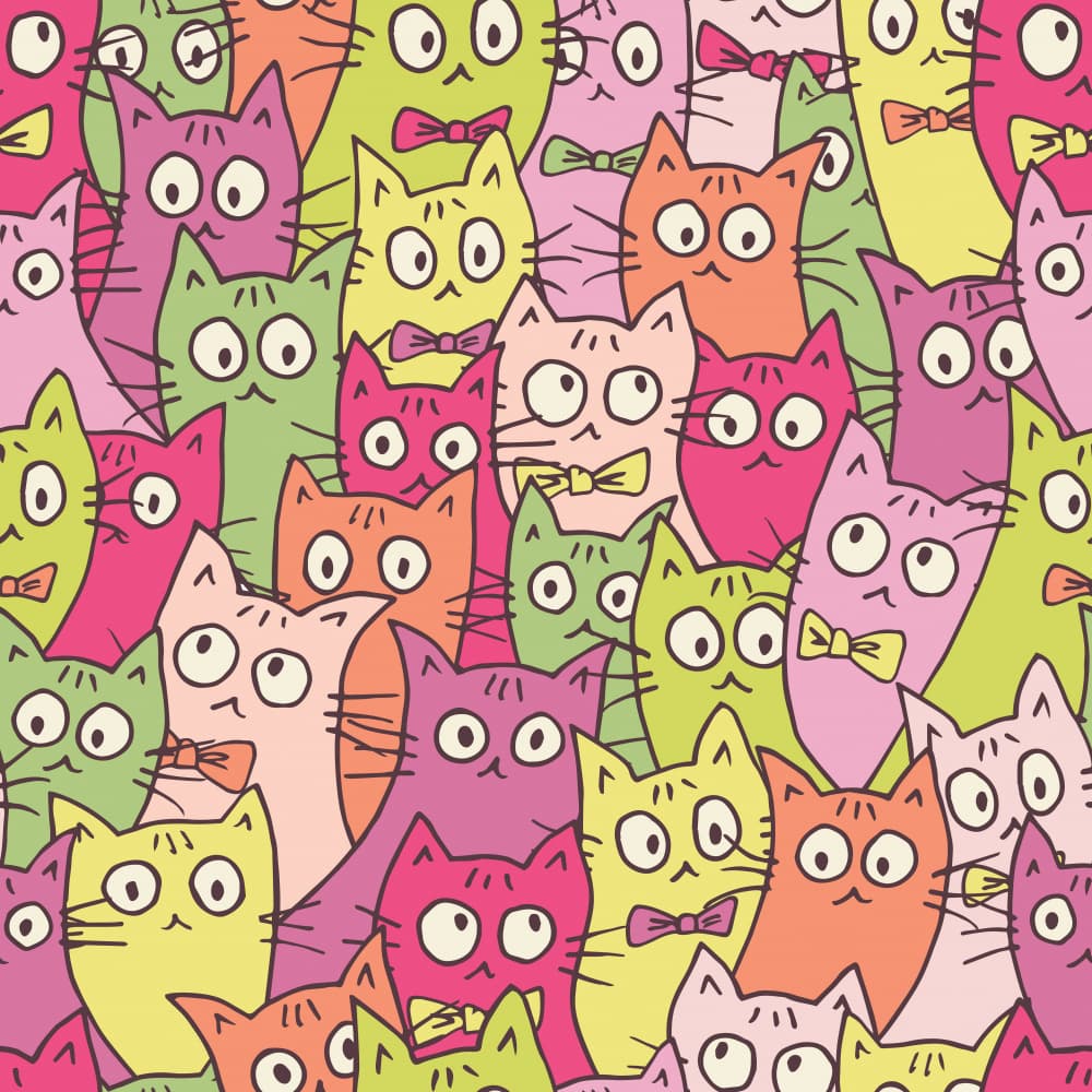 Whimsical Colorful Cats by Olena Kovalova — canvas wall art