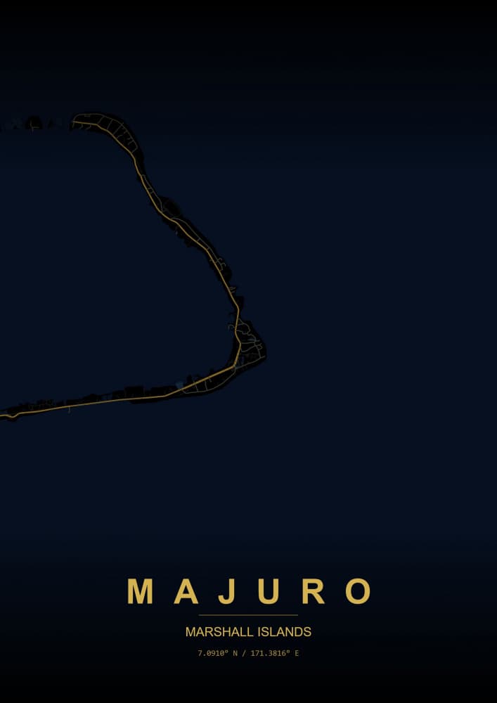 Majuro Marshall Islands Map by HUGO — canvas wall art