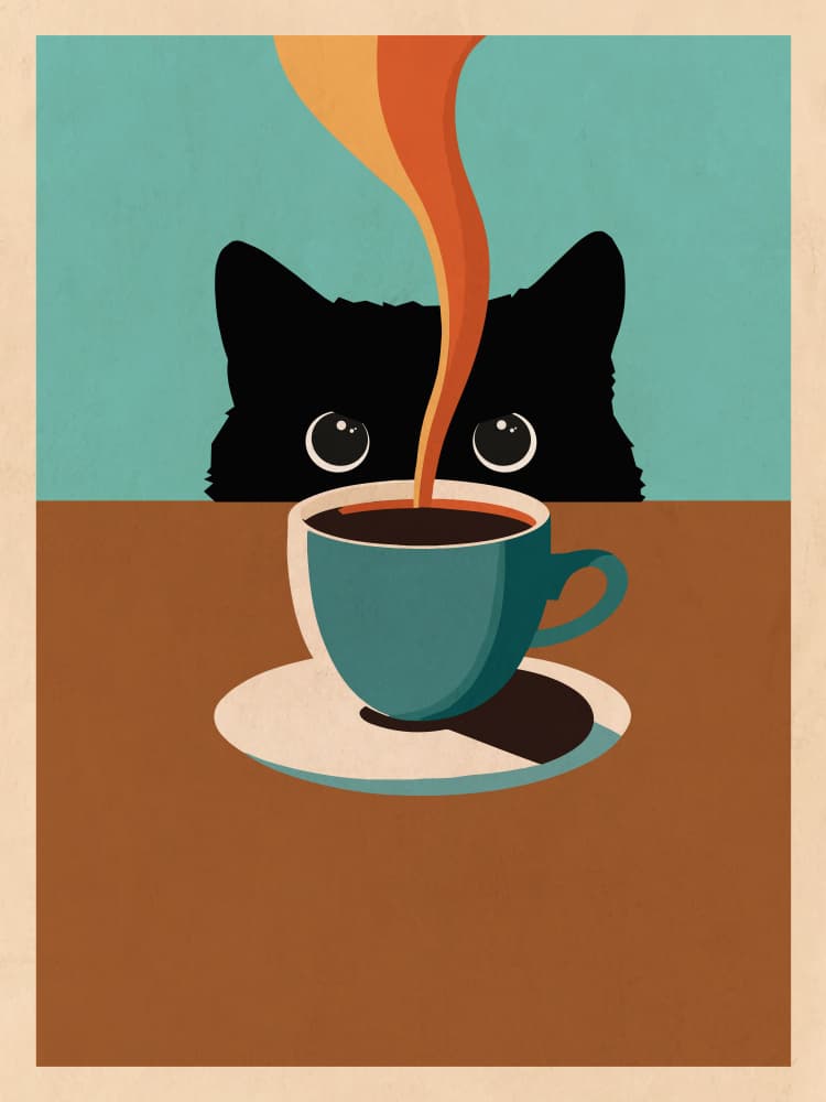 Curious Cat Coffee by WallChart Art Studio — canvas wall art