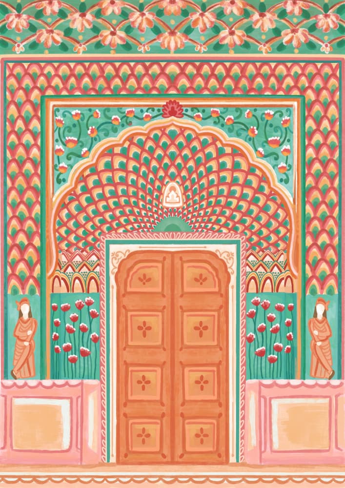 Vibrant Indian Archway by Nidhi Kachhadiya — canvas wall art