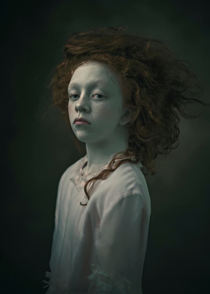 Pensive Redhead Portrait by Ewa Cwikla — canvas wall art