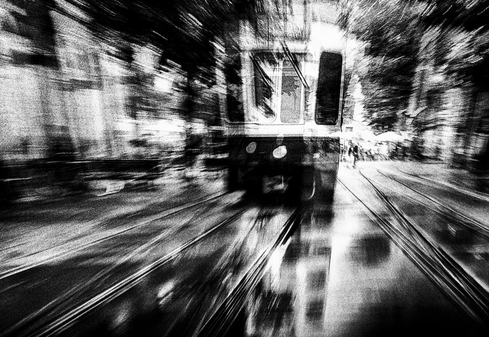 Blurred Motion Tram by Samanta Krivec — canvas wall art