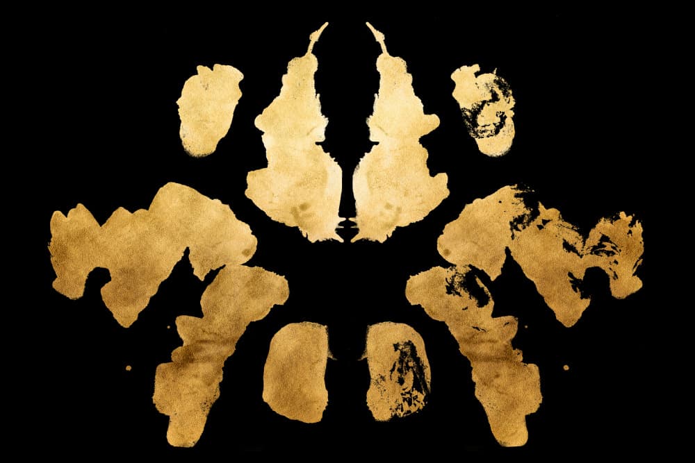 Golden Rorschach Inkblot by amini54 — canvas wall art