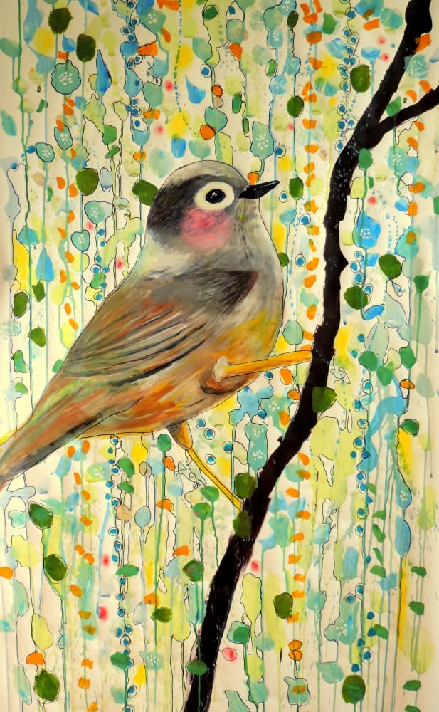 Whimsical Ruby Kinglet by Sylvie Demers — canvas wall art