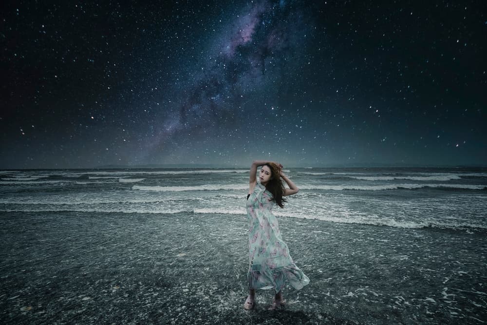 Woman Under Starry Night by KOIKI — canvas wall art