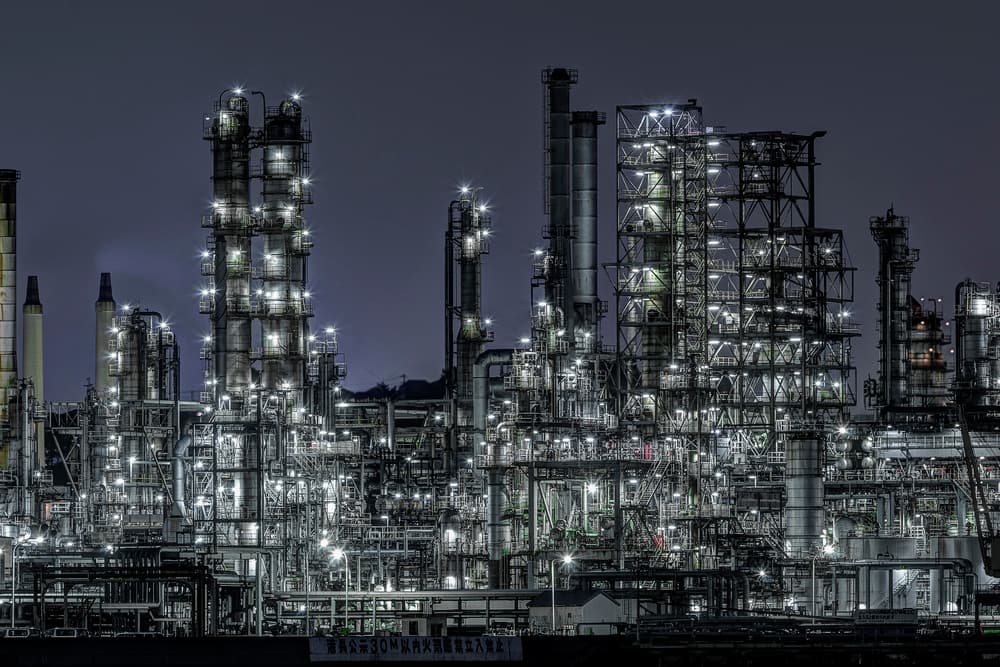 Industrial Night Lights by Tomoshi Hara — canvas wall art