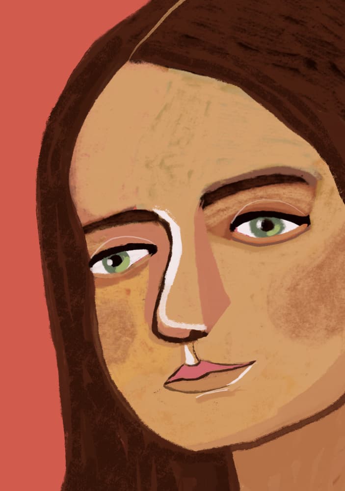 Thoughtful Woman Portrait by Sharyn Bursic — canvas wall art