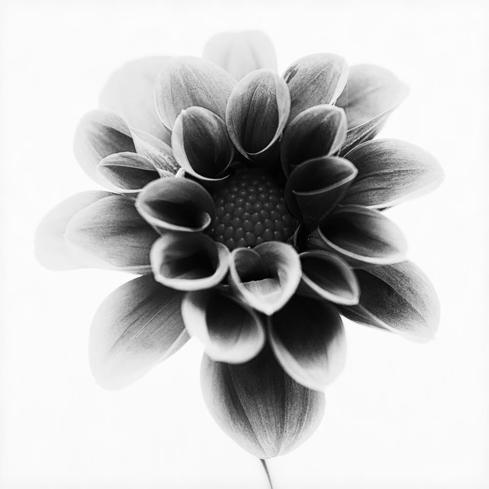 Black and White Dahlia by Lotte Grønkjær — canvas wall art