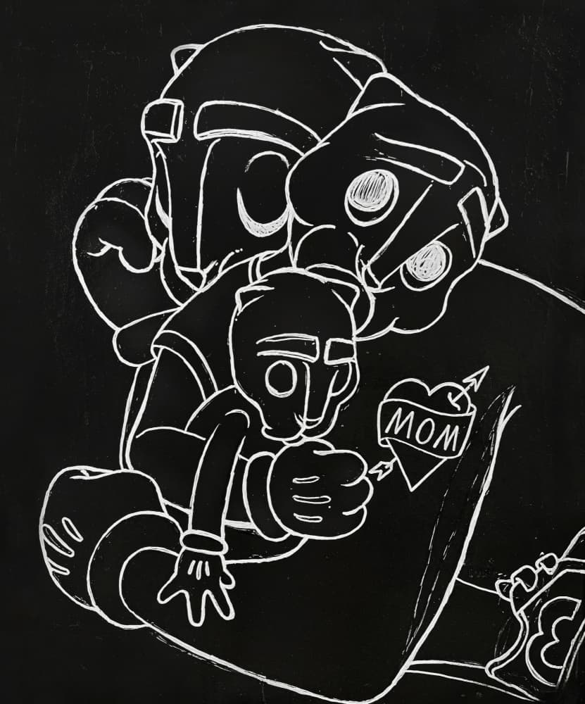 Fighter Mom's Embrace by Guldhart — canvas wall art