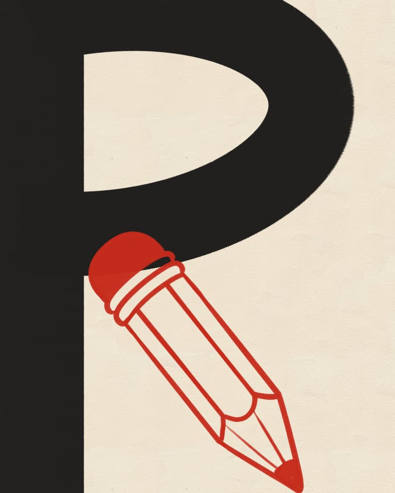 Red Pencil Letter P by Deepthi s — canvas wall art
