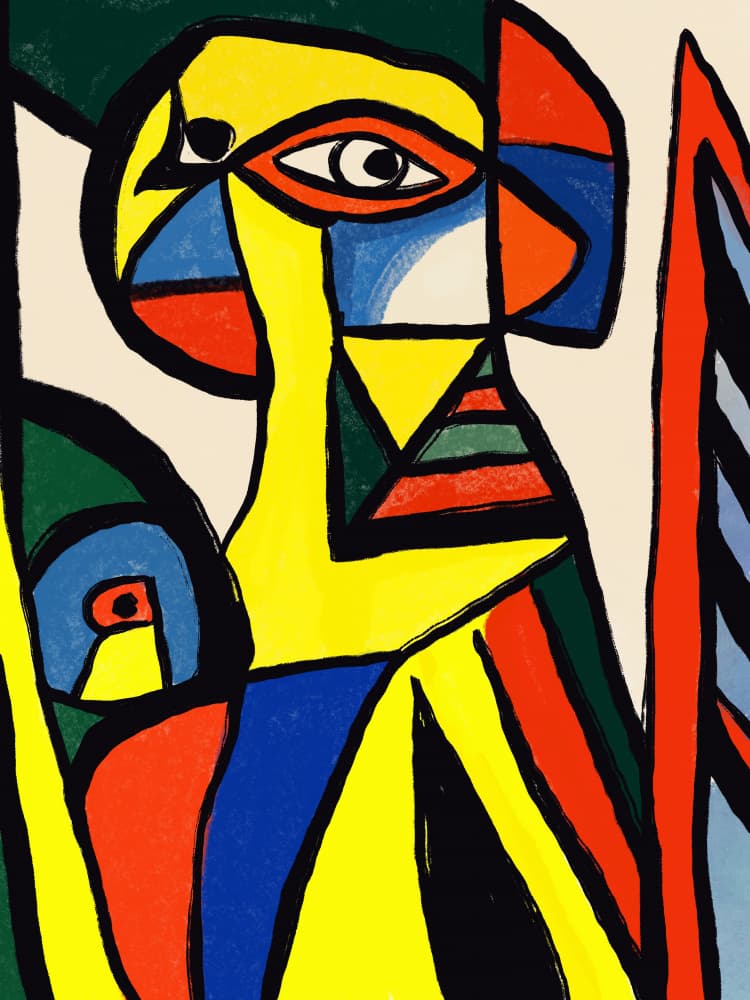 Colorful Cubist Portrait by Little Dean — canvas wall art