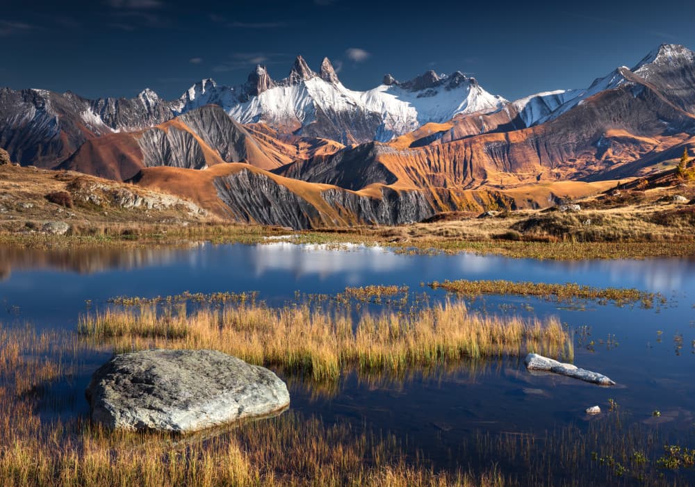 Autumn Mountain Lake Reflections by Karol Nienartowicz — canvas wall art