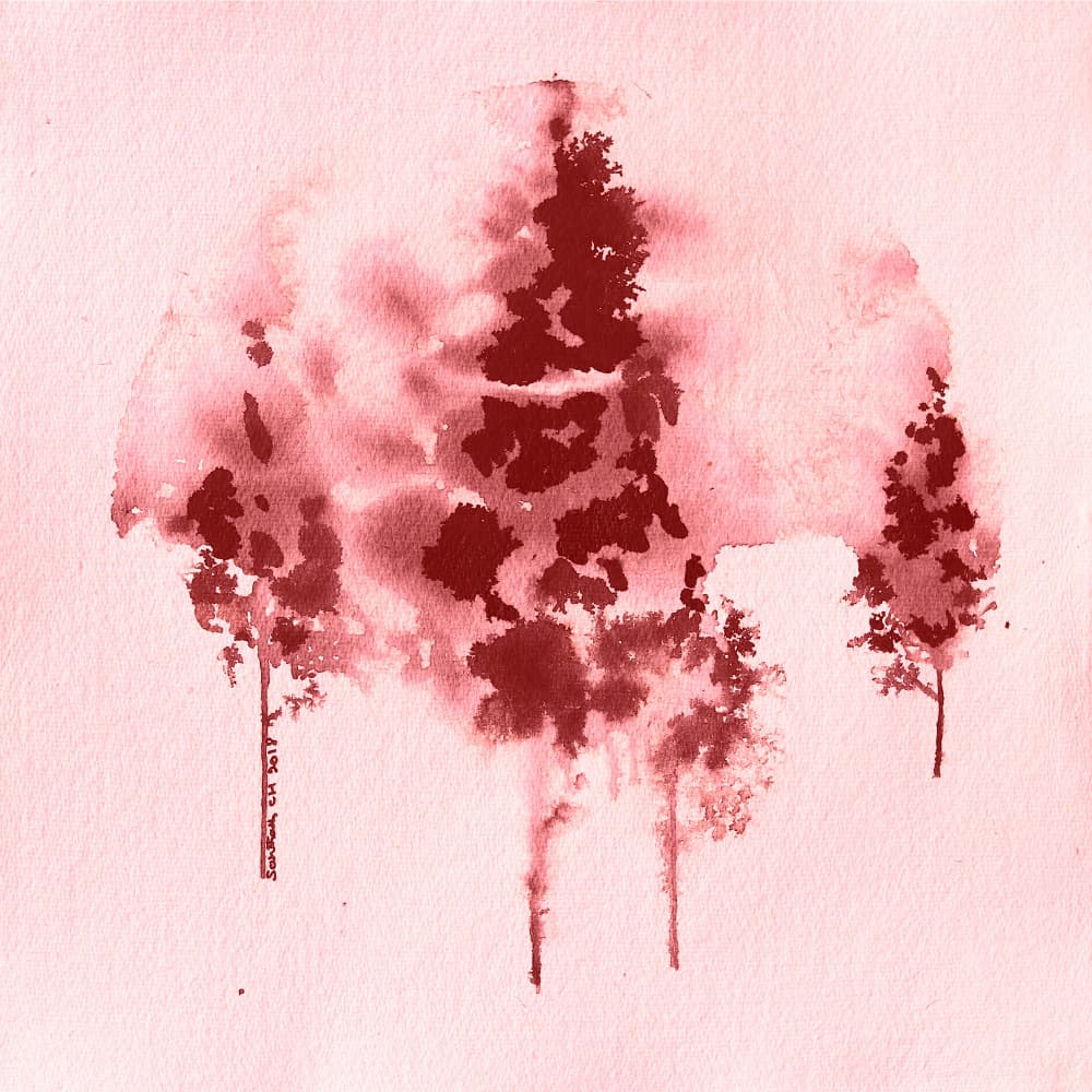 Crimson Forest Mist by Santhosh ch — canvas wall art