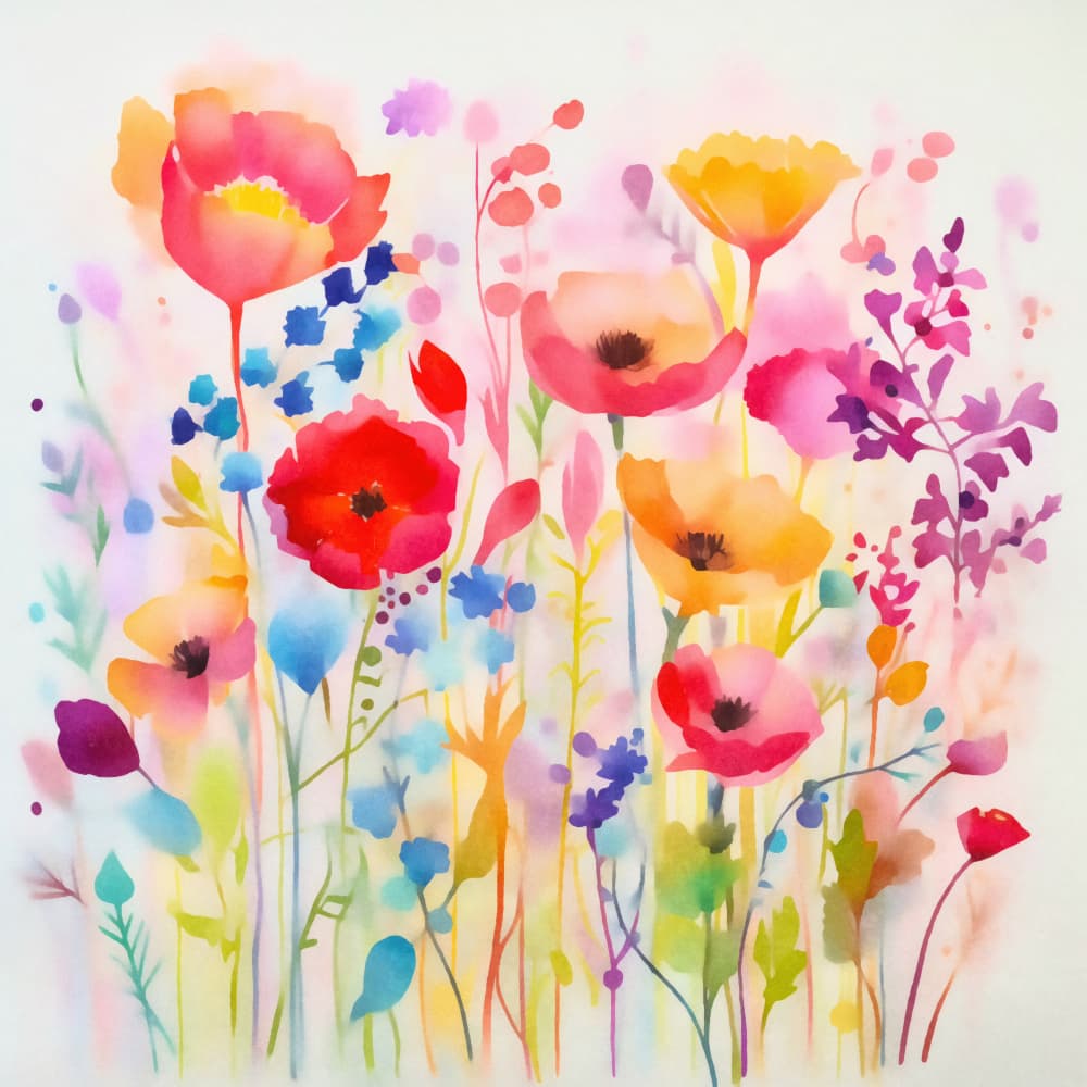 Vibrant Watercolor Blooms by Andrea Haase — canvas wall art