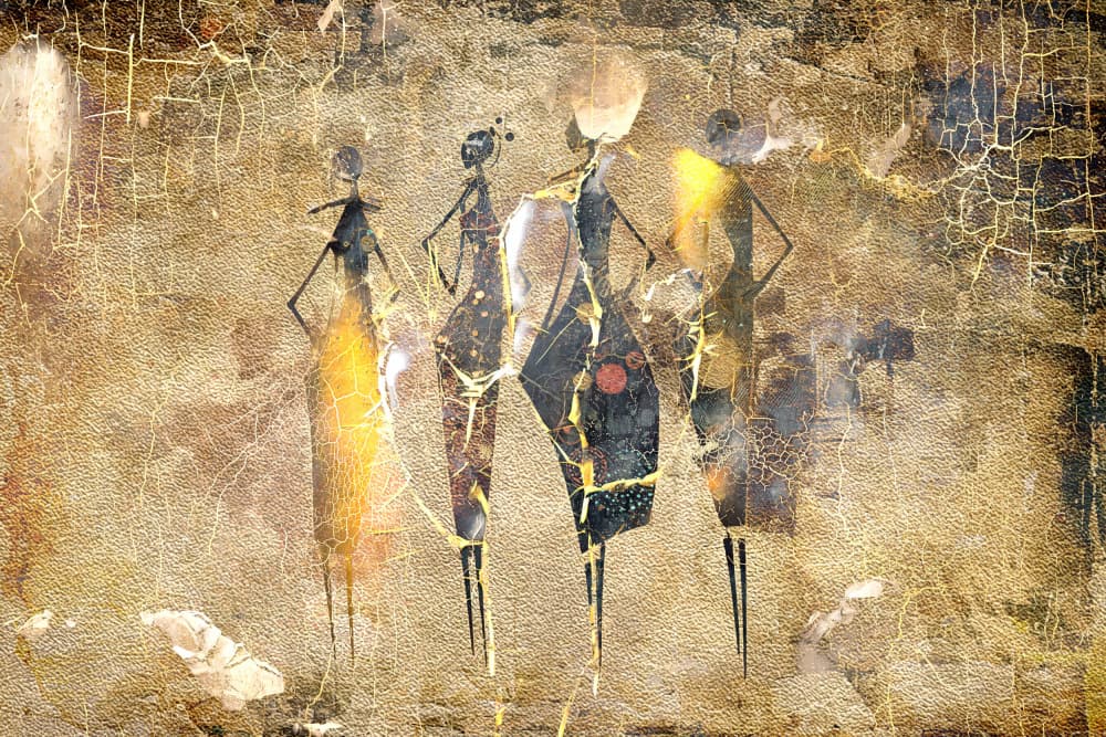 Golden African Figures by Rafal Kulik — canvas wall art