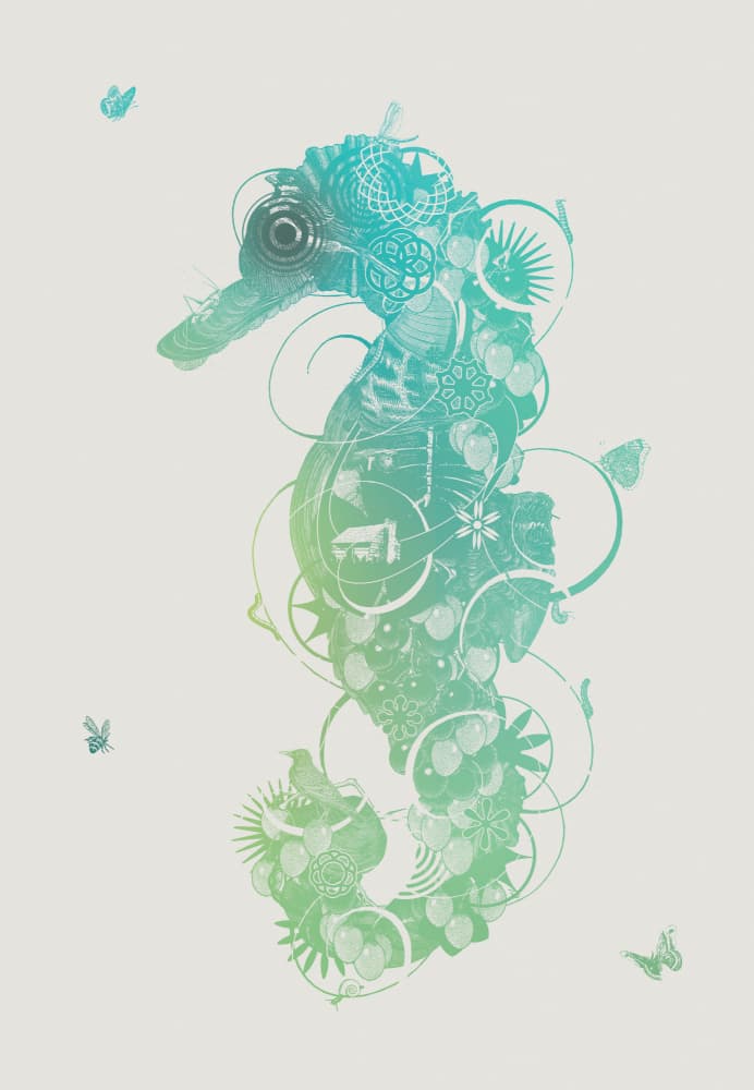 Intricate Botanical Seahorse by Jaco Putker — canvas wall art