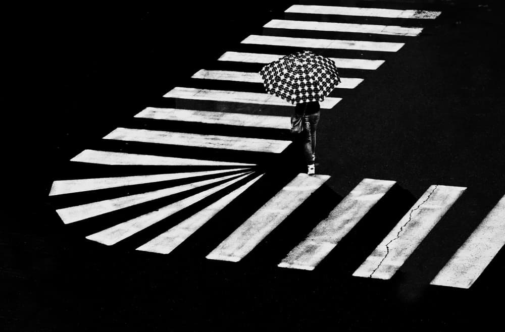 Urban Umbrella Crossing by Luciano Caturegli — canvas wall art