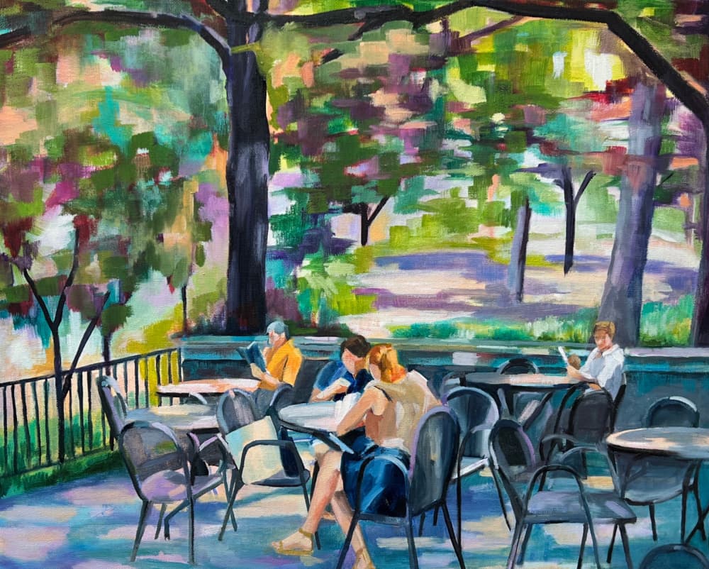 Leisurely Outdoor Cafe by Maxine Shore — canvas wall art