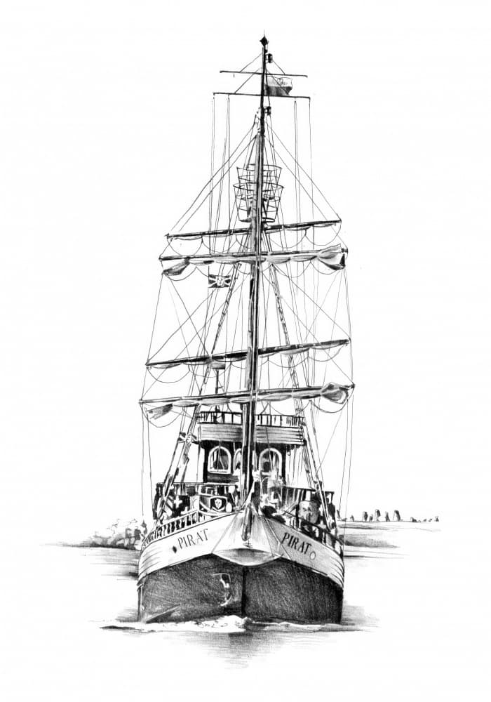 Vintage Pirate Ship by Kulik — canvas wall art