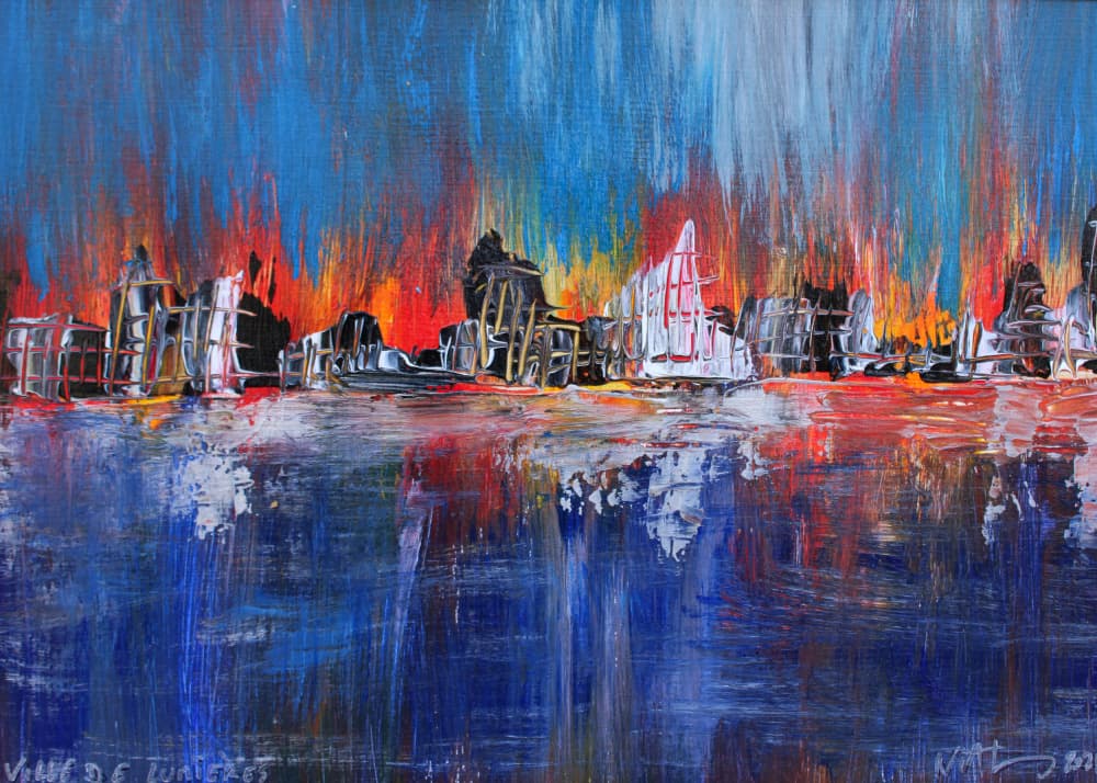 Vibrant City Reflection by Nicolas Alsterdal — canvas wall art