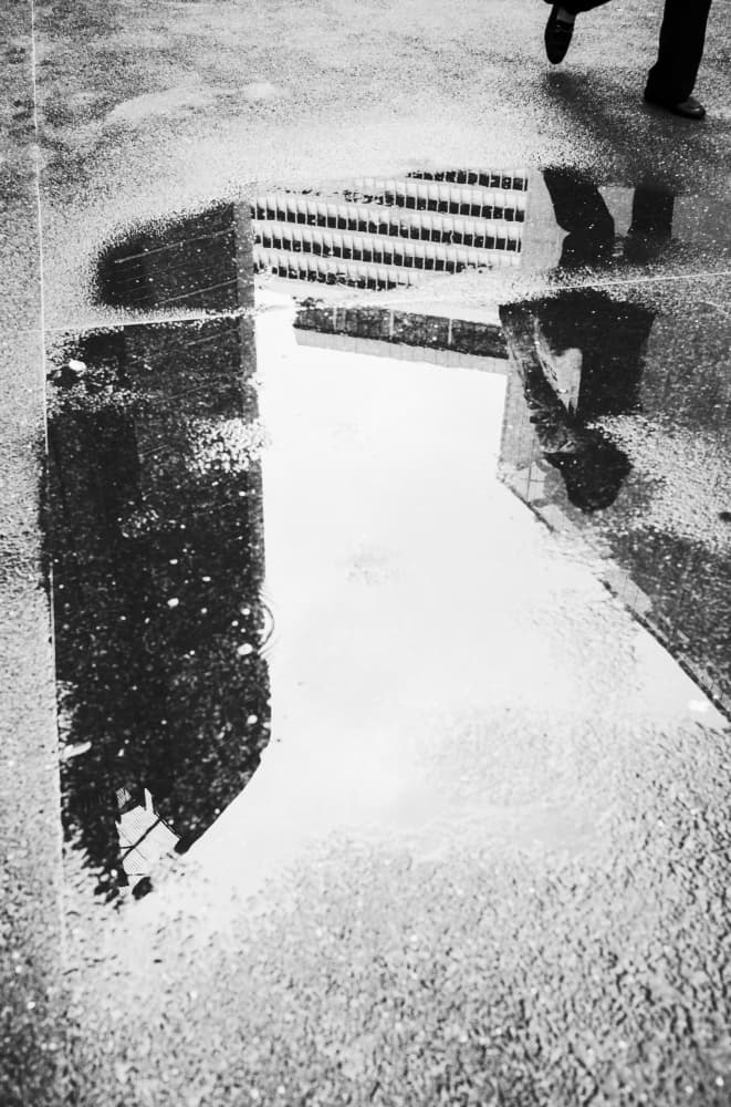 Puddle Reflection Walk by Swen MUN — canvas wall art