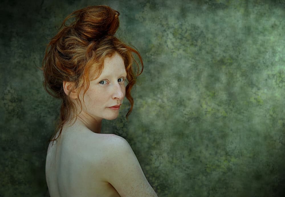Enigmatic Redhead Portrait by kenp — canvas wall art