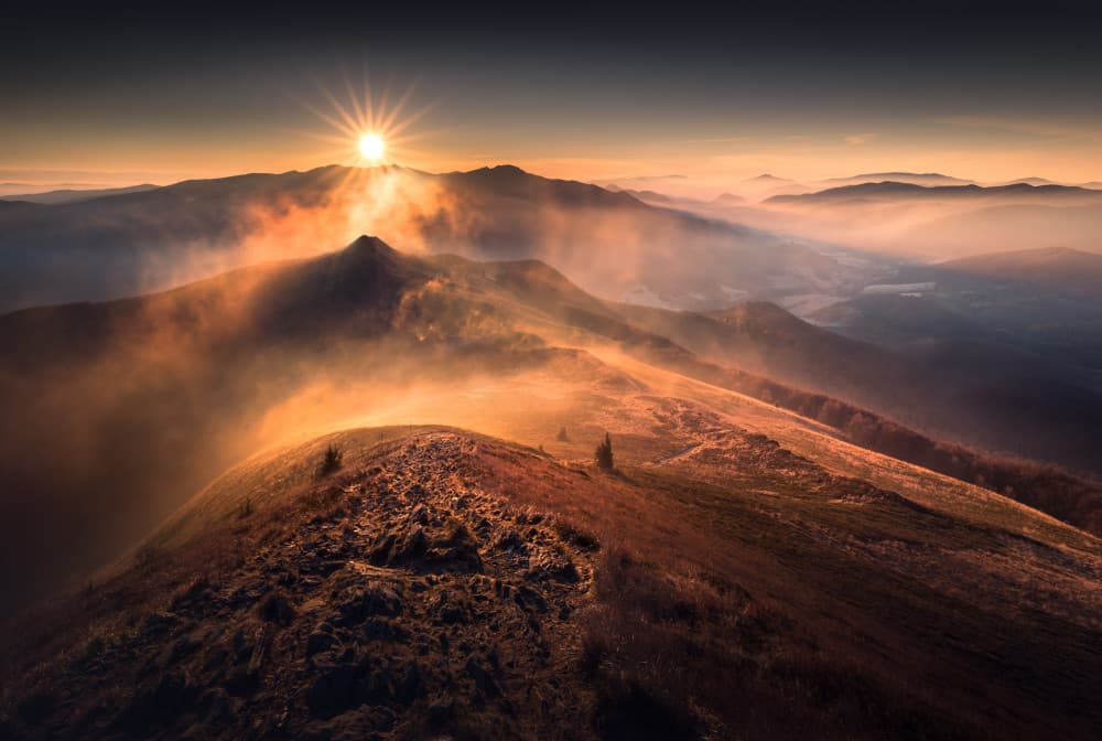 Golden Mountain Sunrise by Karol Nienartowicz — canvas wall art