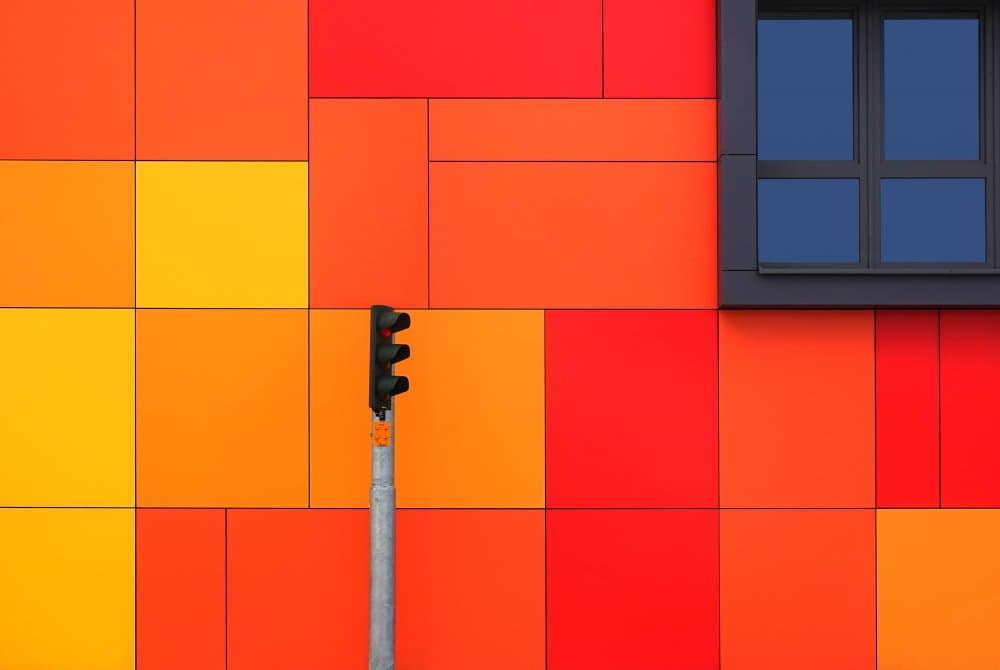 Colorful Geometric Facade by Hans-Wolfgang Hawerkamp — canvas wall art