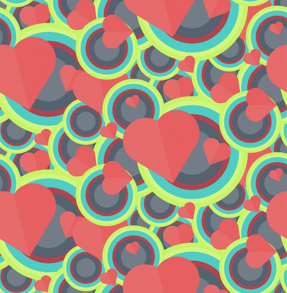 Retro Hearts and Circles by Marika Barsrsind β canvas wall art