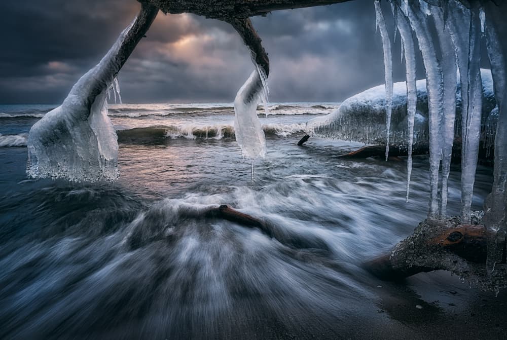 Frozen Winter Coast by Ben.C.L — canvas wall art
