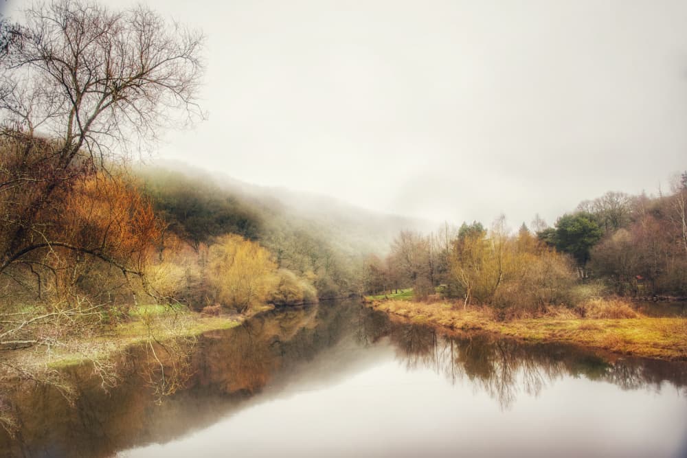 Misty River Reflection by Ludmila Shumilova — canvas wall art