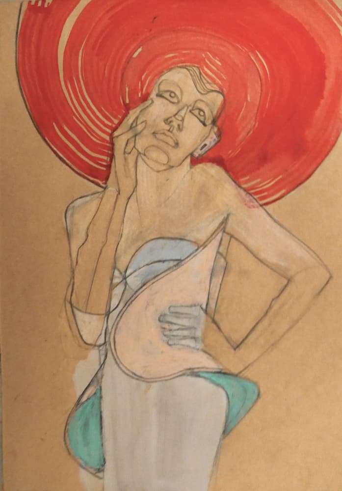 Elegant Red Hat Woman by Doris Schmitz — canvas wall art