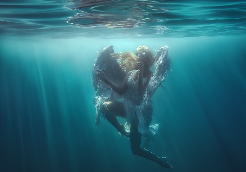 Ethereal Underwater Angel by Paolo Lazzarotti — canvas wall art