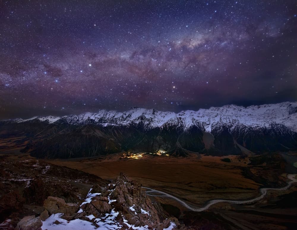 Milky Way Mountain Village by Yan Zhang — canvas wall art