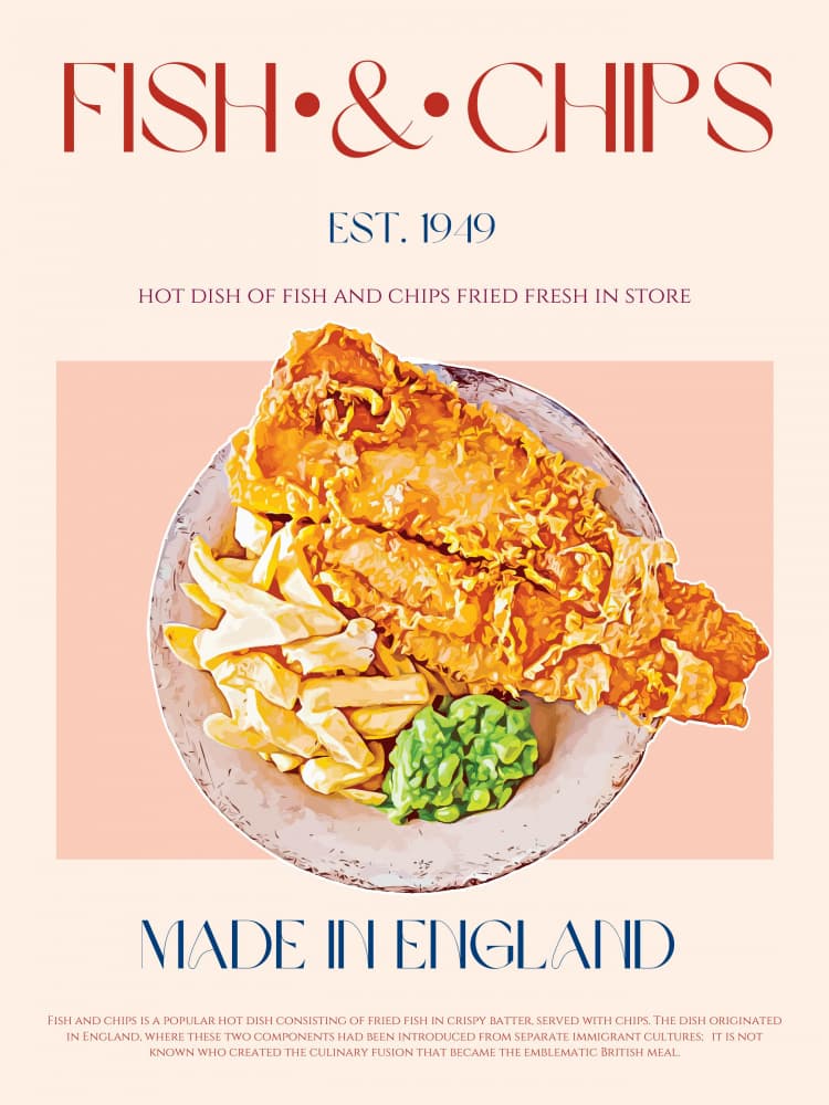Classic Fish And Chips Dish by Nazma Khokhar — canvas wall art