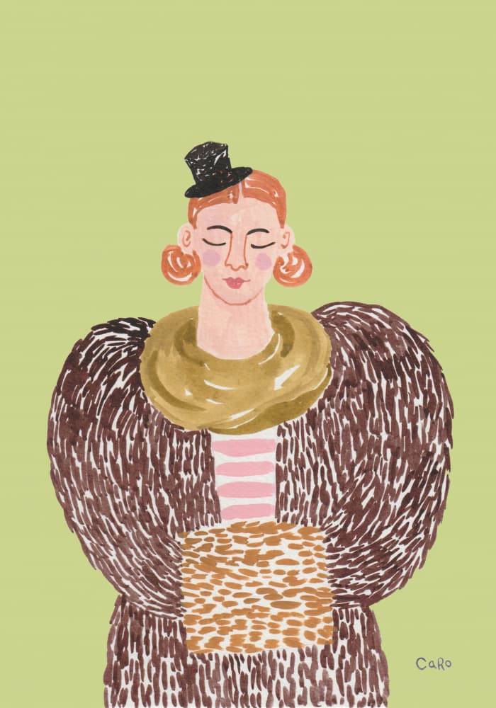 Whimsical Fashion Portrait by Caroline Roberts — canvas wall art