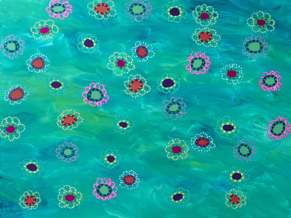 Vibrant Aqua Blooms by Helen Joynson — canvas wall art