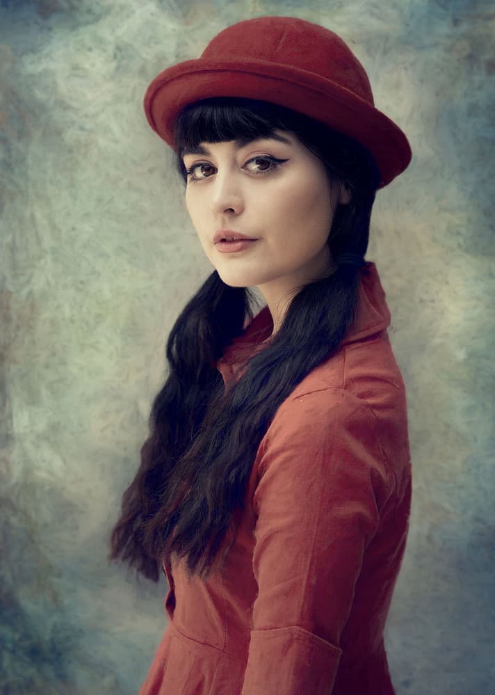 Woman In Red Hat by kenp — canvas wall art