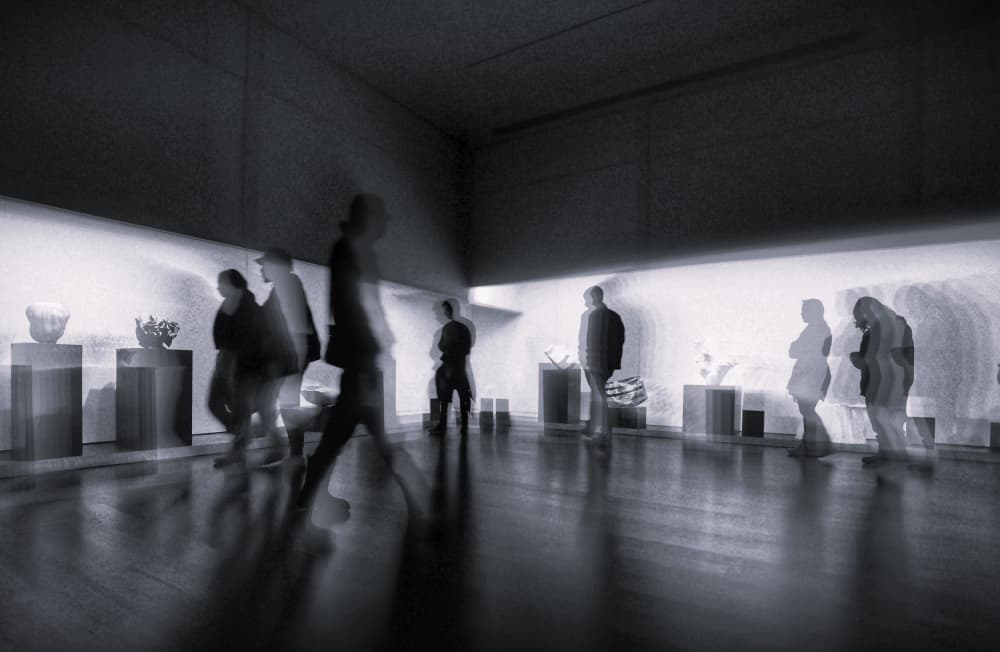 People at Art Exhibition by Jasmine Zhang — canvas wall art