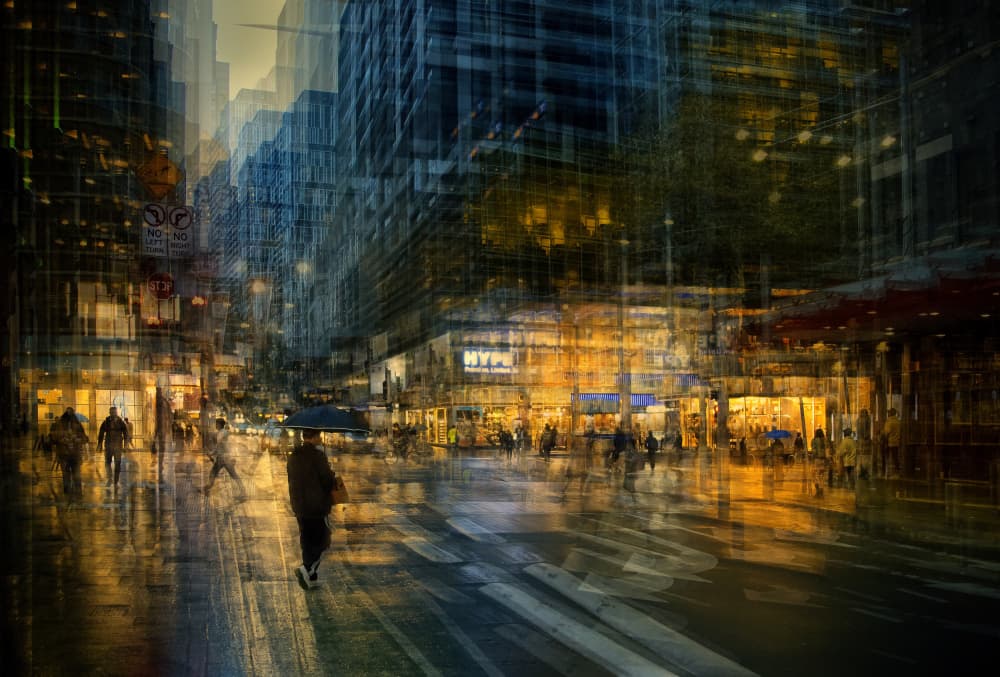 Rainy City Lights by C.S. Tjandra — canvas wall art