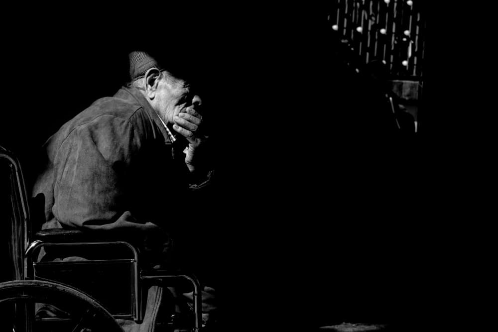 Pensive Old Man by Paulo Medeiros — canvas wall art
