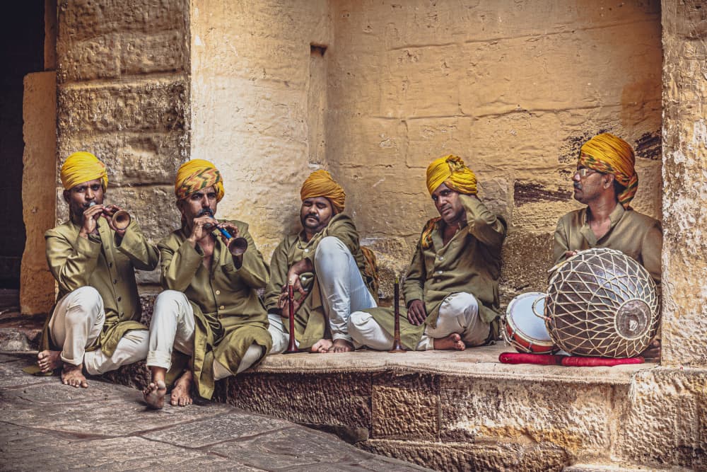 Indian Folk Musicians by Marco Tagliarino — canvas wall art