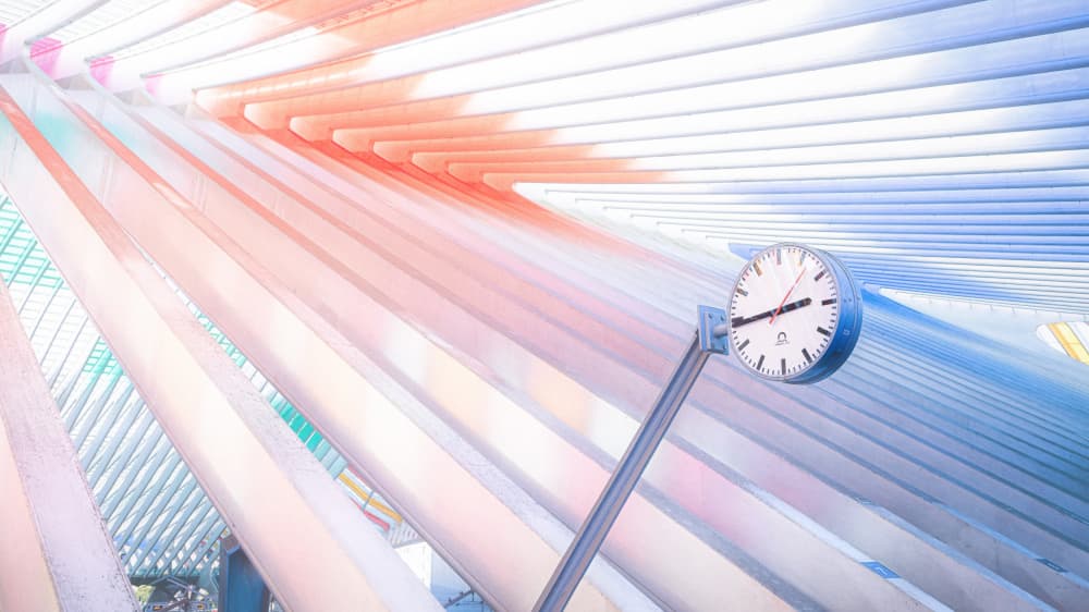 Colorful Architectural Clock by Bruno Flour — canvas wall art