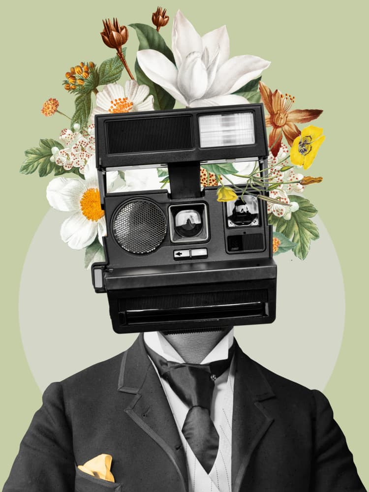 Floral Camera Gentleman by Marja van den Hurk — canvas wall art