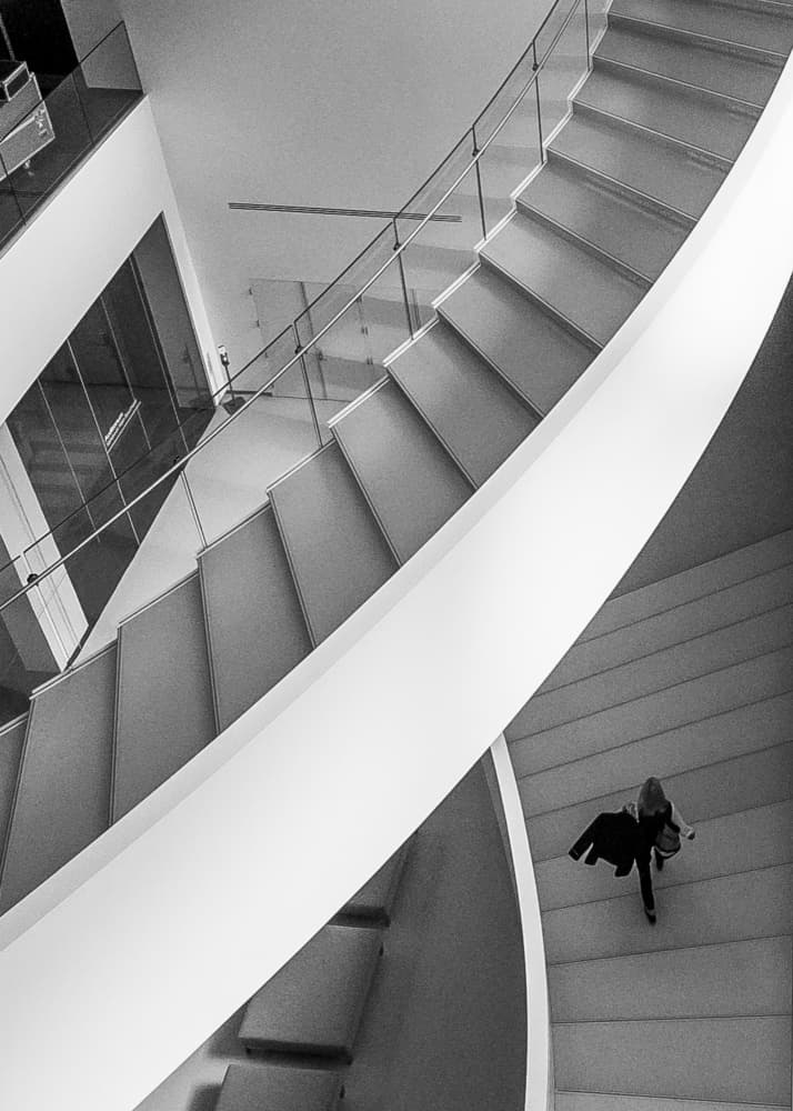 Person on Modern Stairs by Michiko Ôtomo — canvas wall art