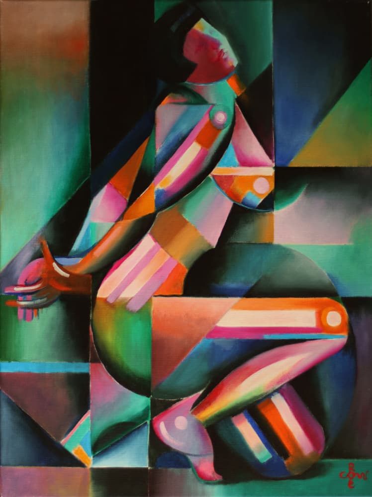 Vibrant Geometric Dance by Corné Akkers — canvas wall art