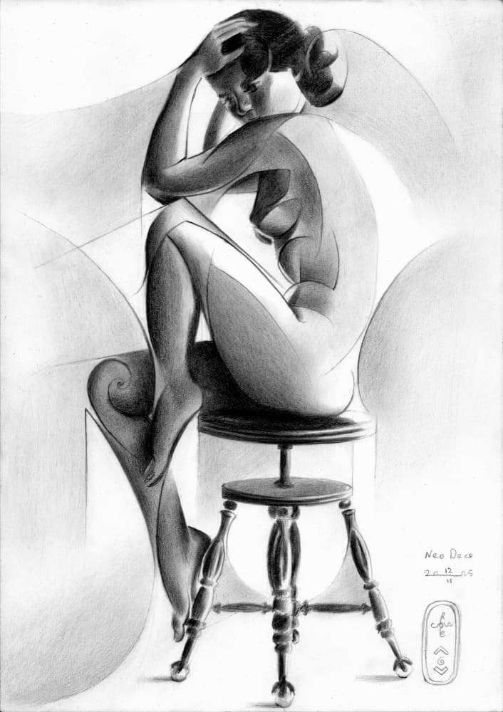 Pensive Seated Nude by Corné Akkers — canvas wall art
